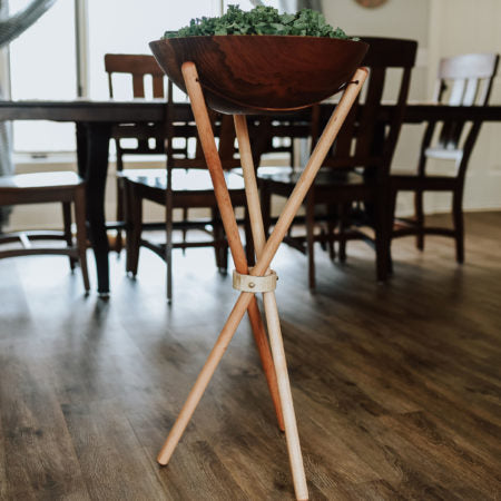 Wooden Tripod Bowl Stand