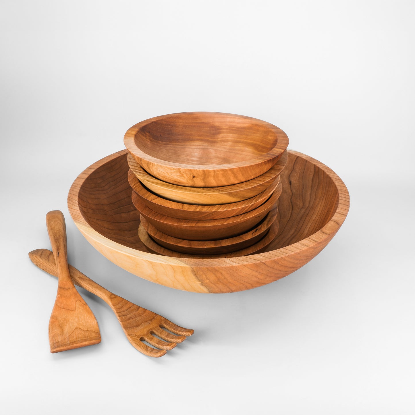 15" Wooden Salad Serving Bowl Set