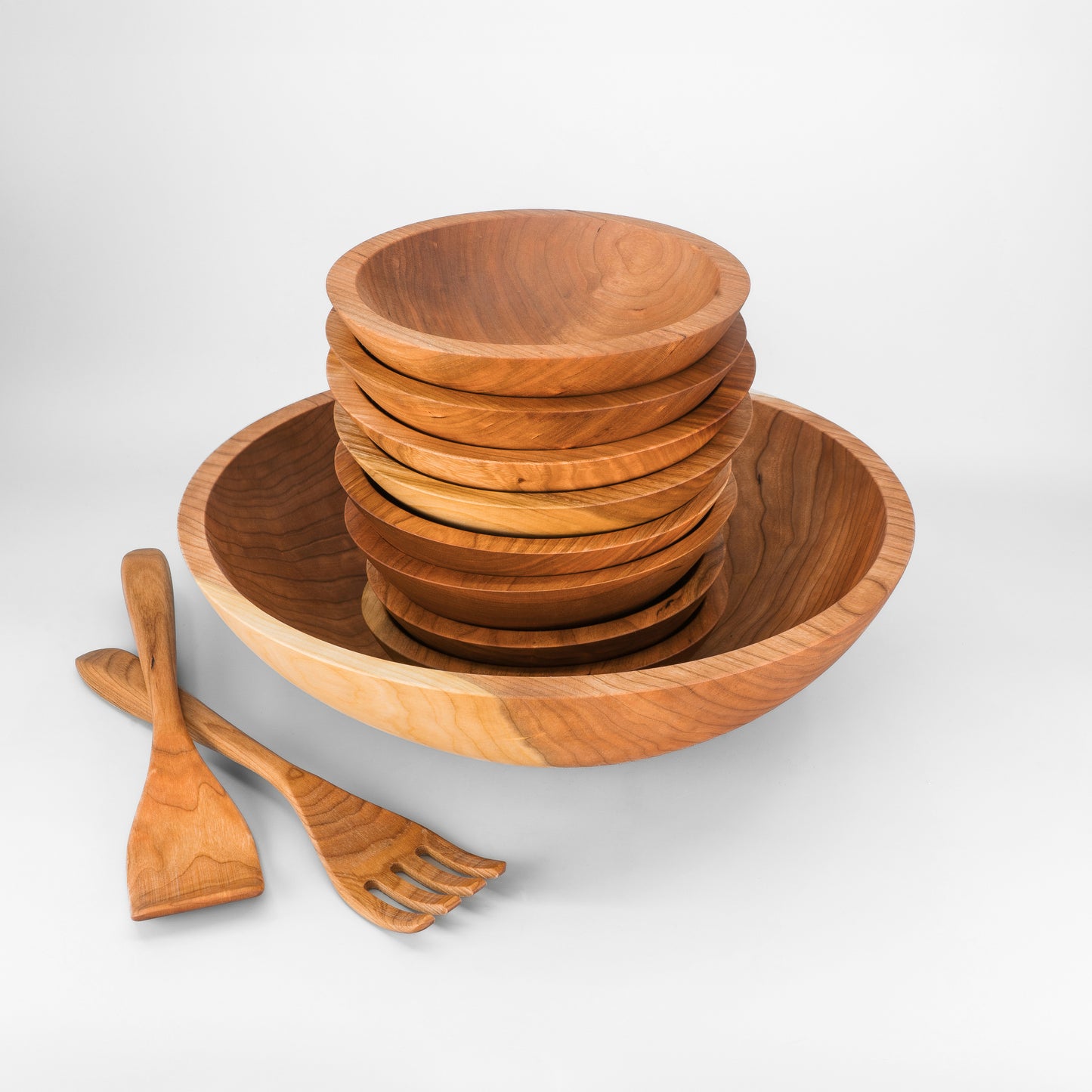 15" Wooden Salad Serving Bowl Set