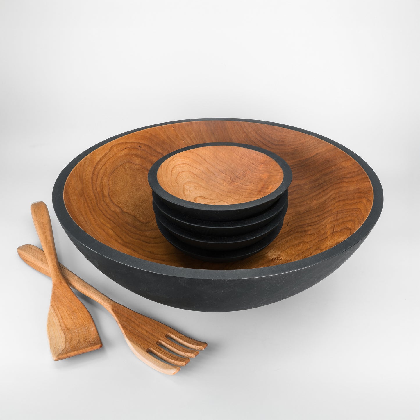 17" Wooden Salad Serving Bowl Set