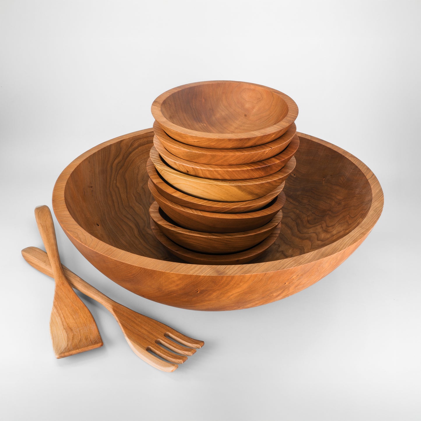 17" Wooden Salad Serving Bowl Set