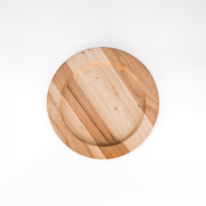 12" Broad Rim Wooden Plate