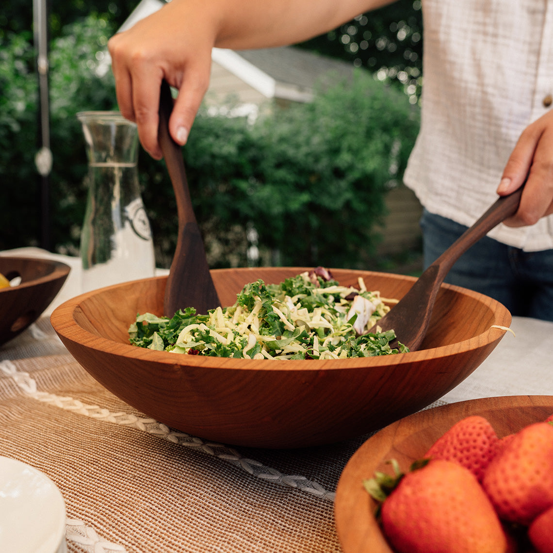 Large Wooden Salad Utensil Set