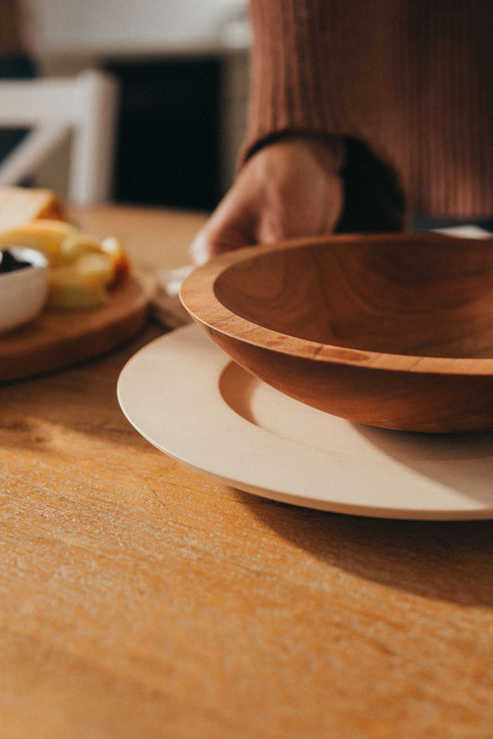 10" Broad Rim Wooden Plate