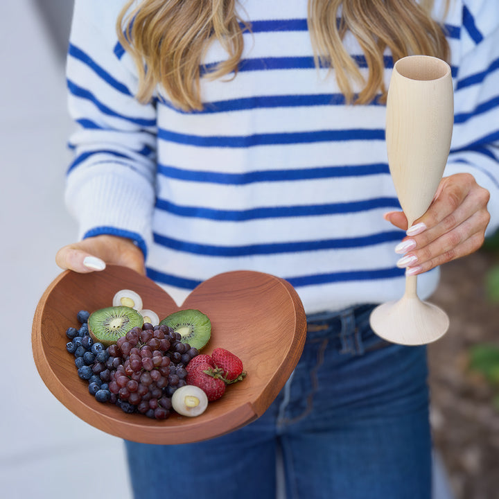 7" Wooden Heart Bowl