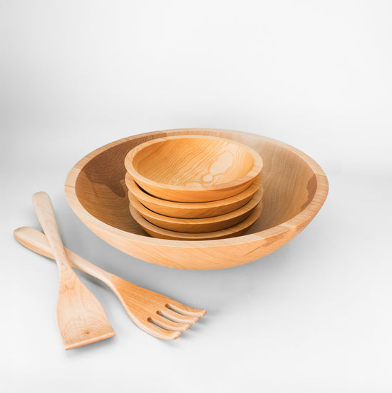 15" Wooden Salad Serving Bowl Set