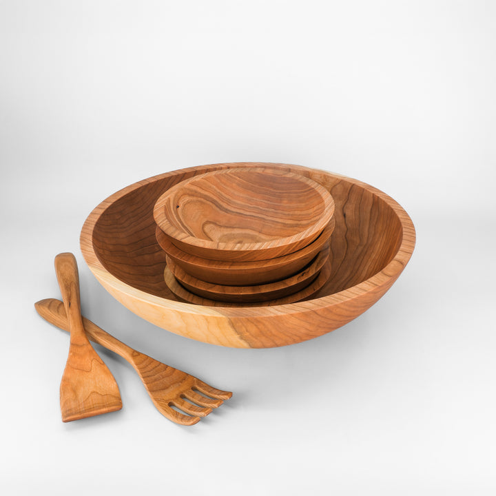 15" Wooden Salad Serving Bowl Set