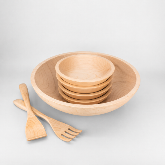 15" Wooden Salad Serving Bowl Set