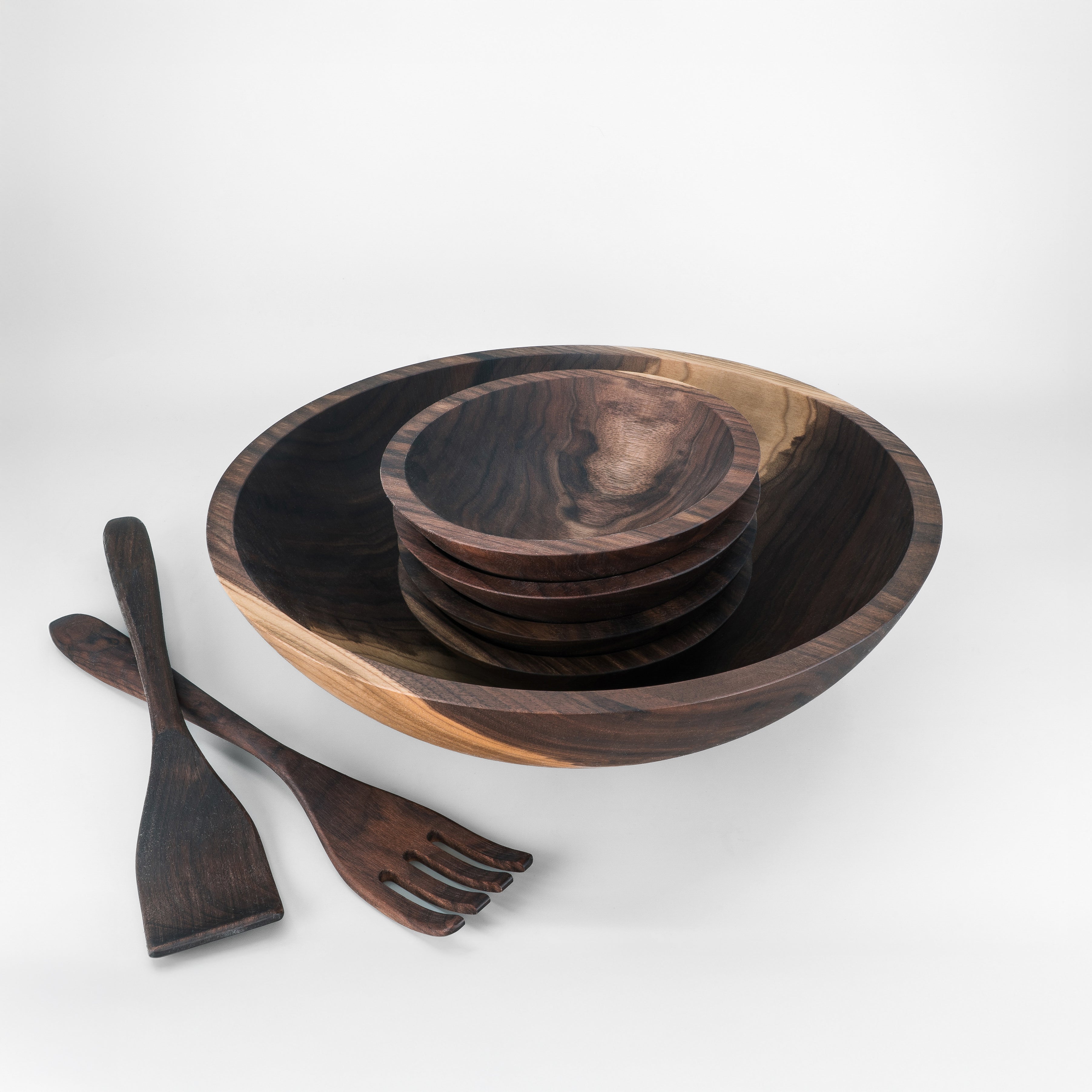 15" Wooden Salad Serving Bowl Set