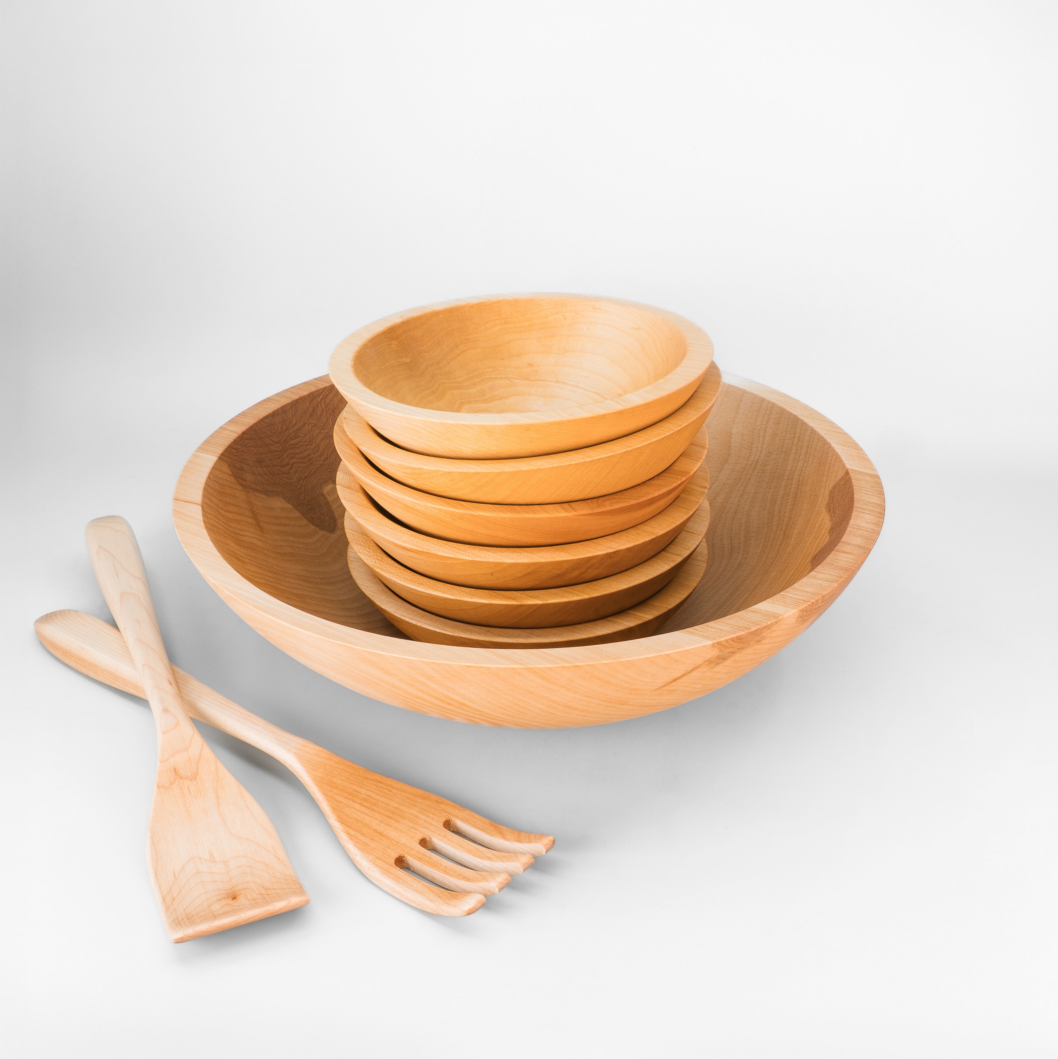 15" Wooden Salad Serving Bowl Set