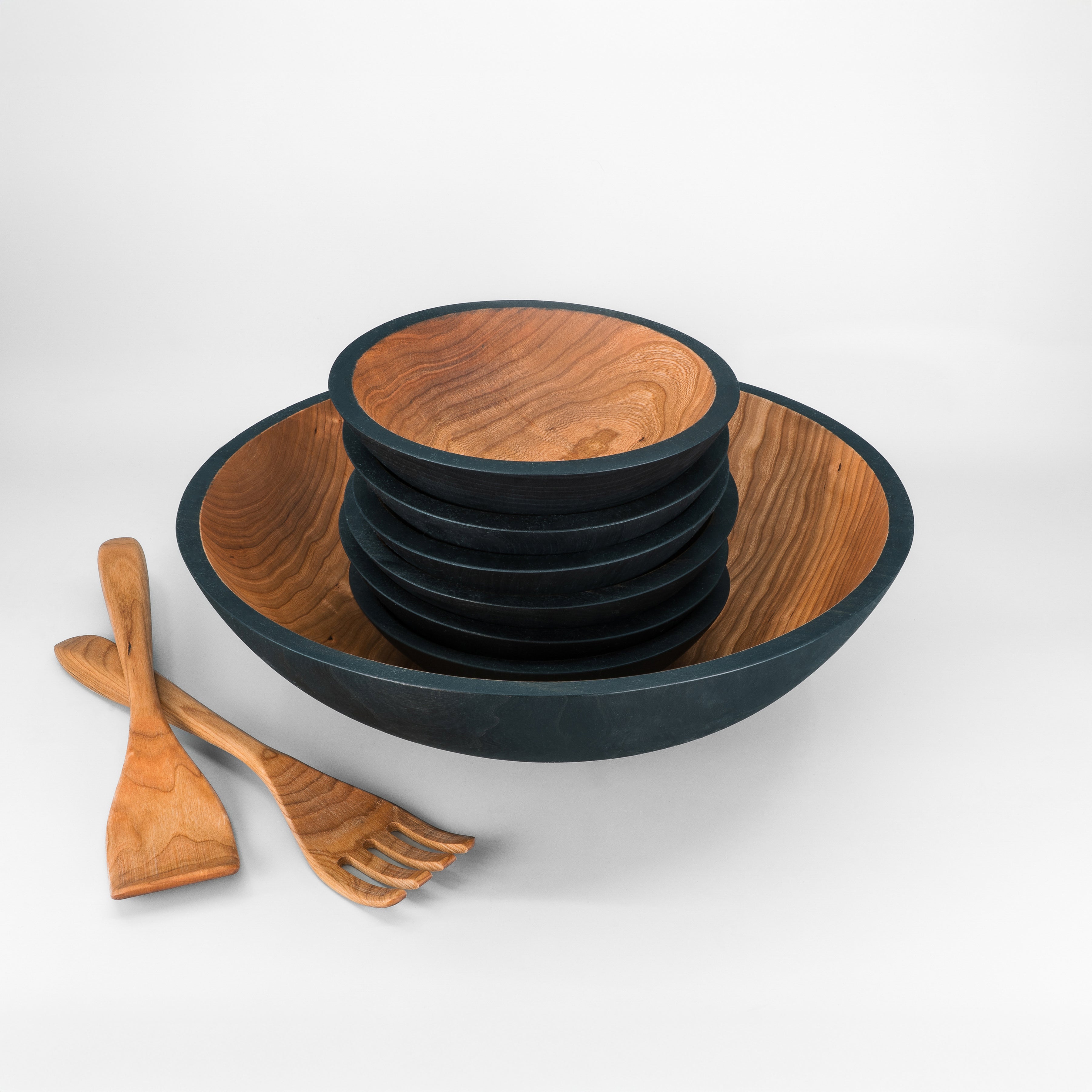 15" Wooden Salad Serving Bowl Set