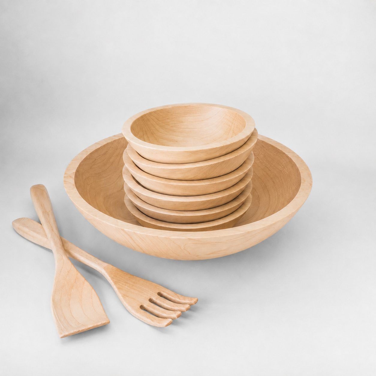 15" Wooden Salad Serving Bowl Set