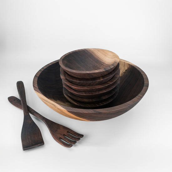 15" Wooden Salad Serving Bowl Set