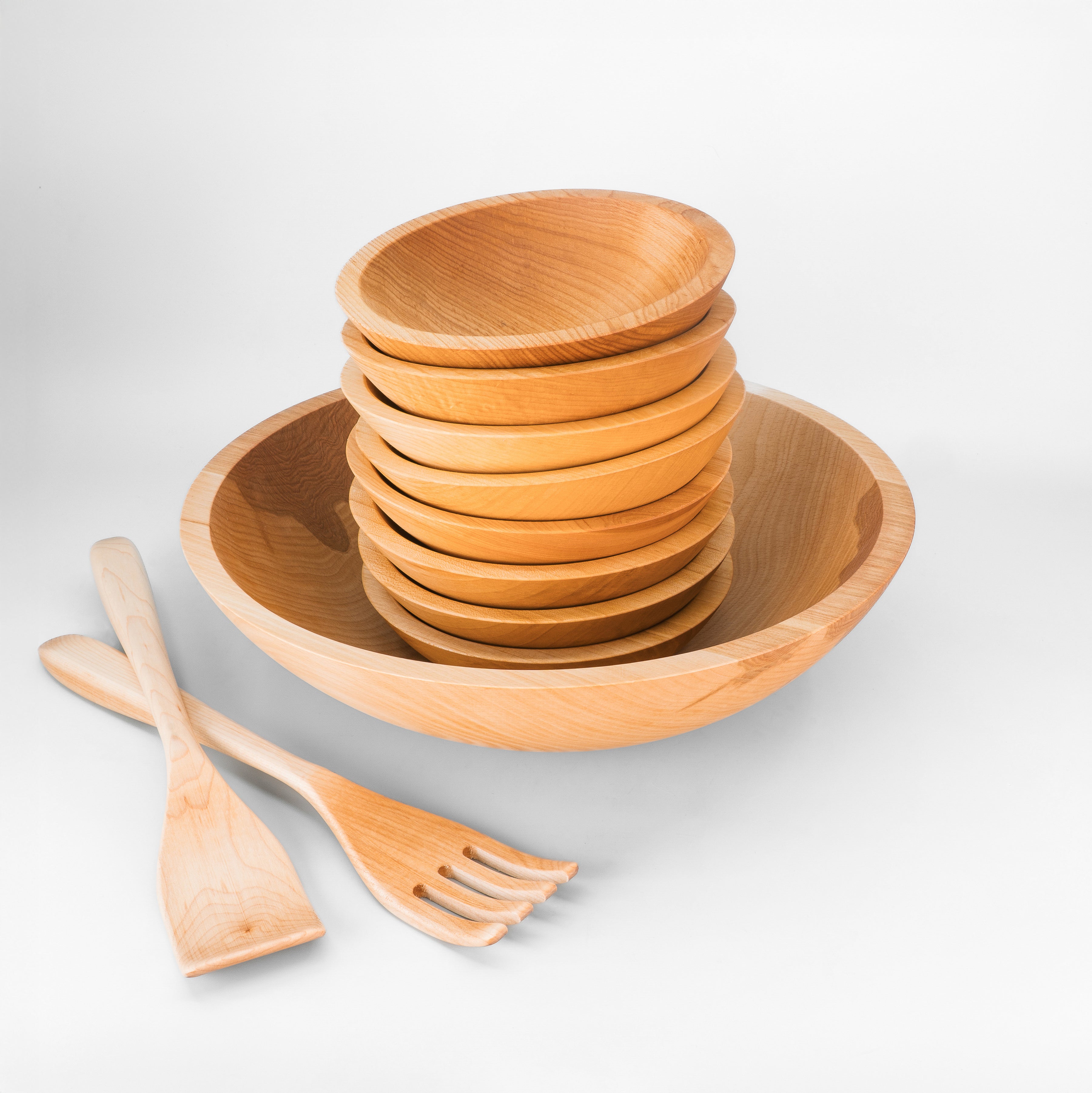 15" Wooden Salad Serving Bowl Set