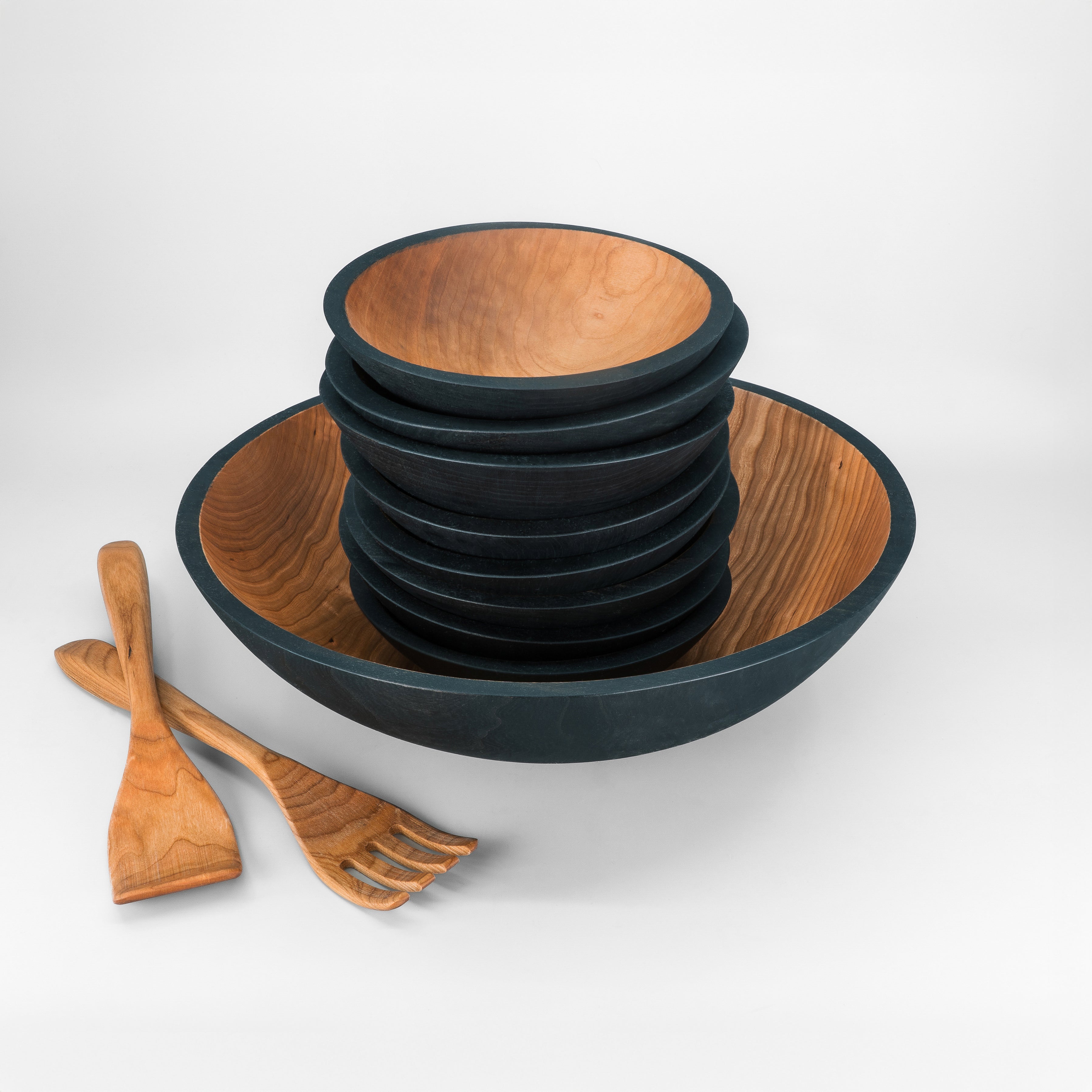 15" Wooden Salad Serving Bowl Set