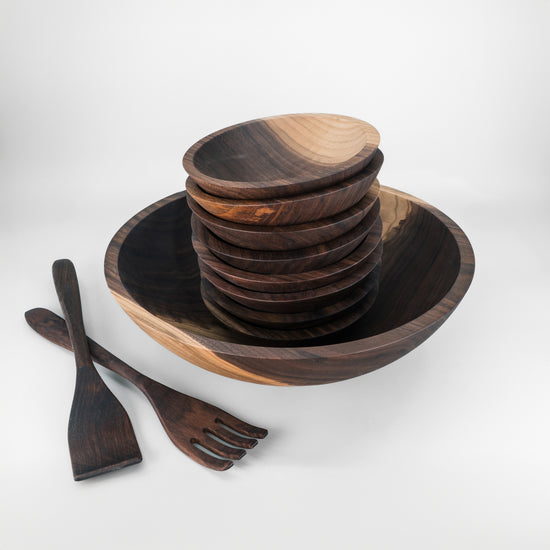 15" Wooden Salad Serving Bowl Set