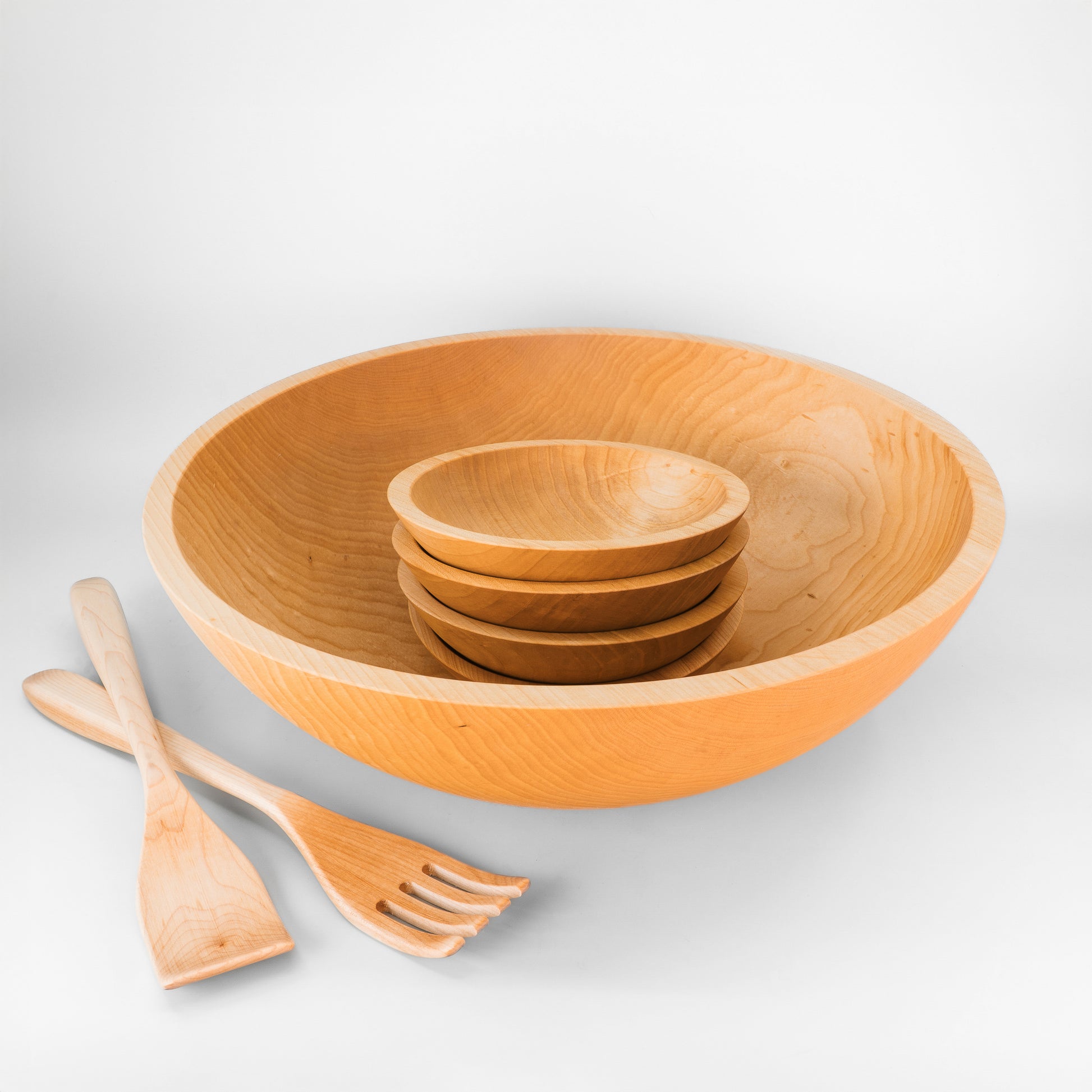 17" Wooden Salad Serving Bowl Set