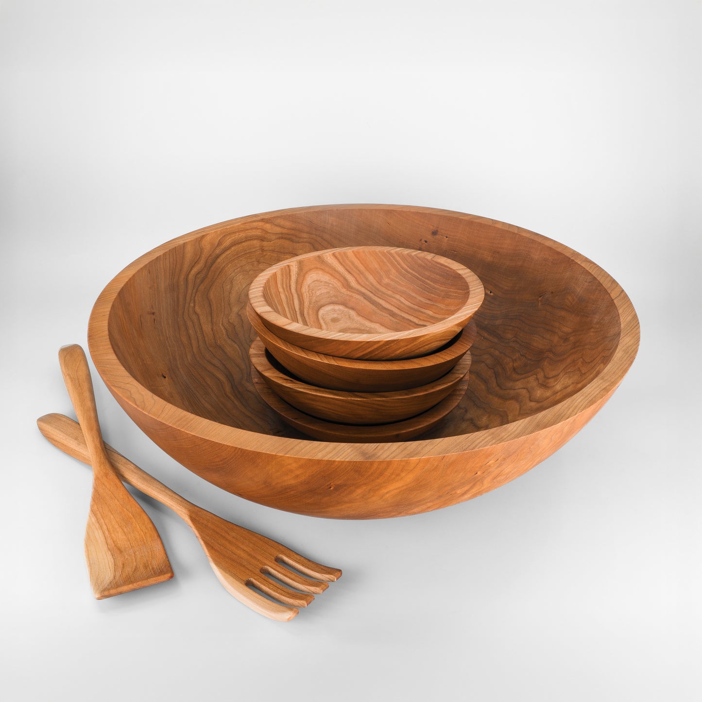 17" Wooden Salad Serving Bowl Set