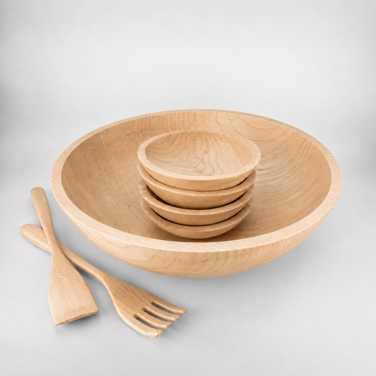 17" Wooden Salad Serving Bowl Set