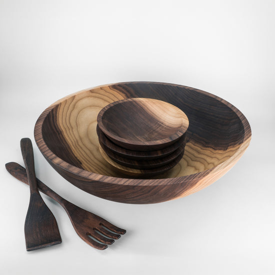 17" Wooden Salad Serving Bowl Set