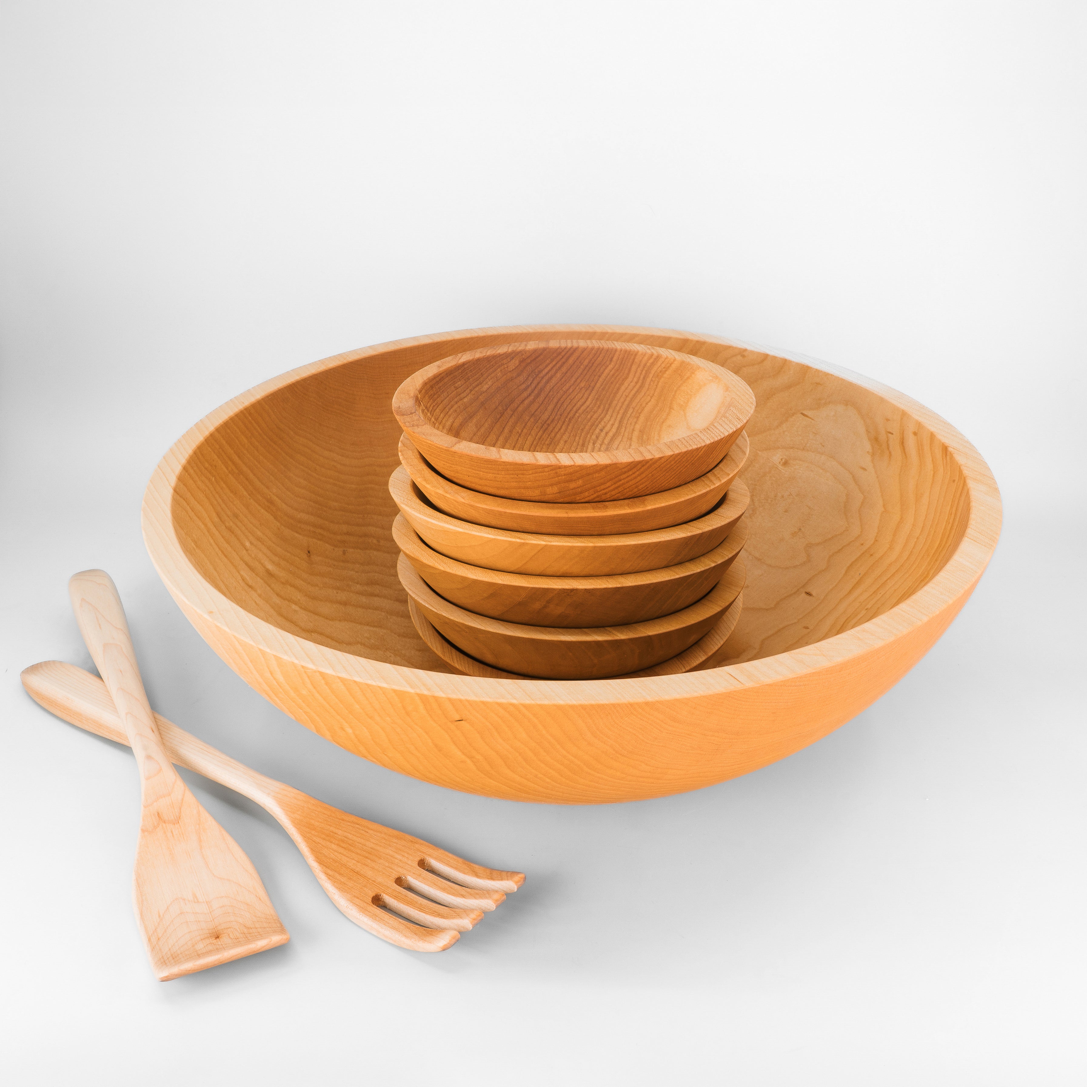 17" Wooden Salad Serving Bowl Set