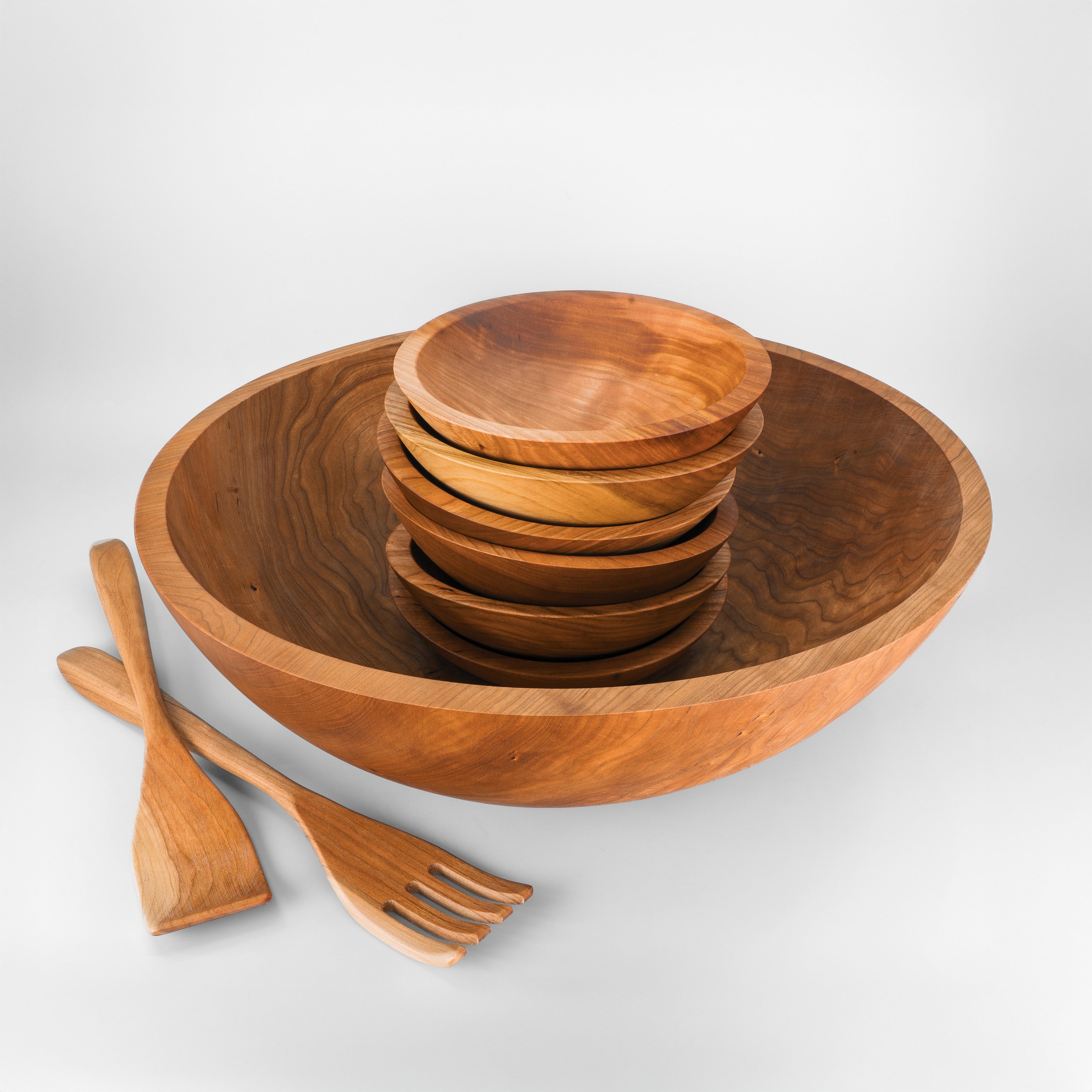 17" Wooden Salad Serving Bowl Set