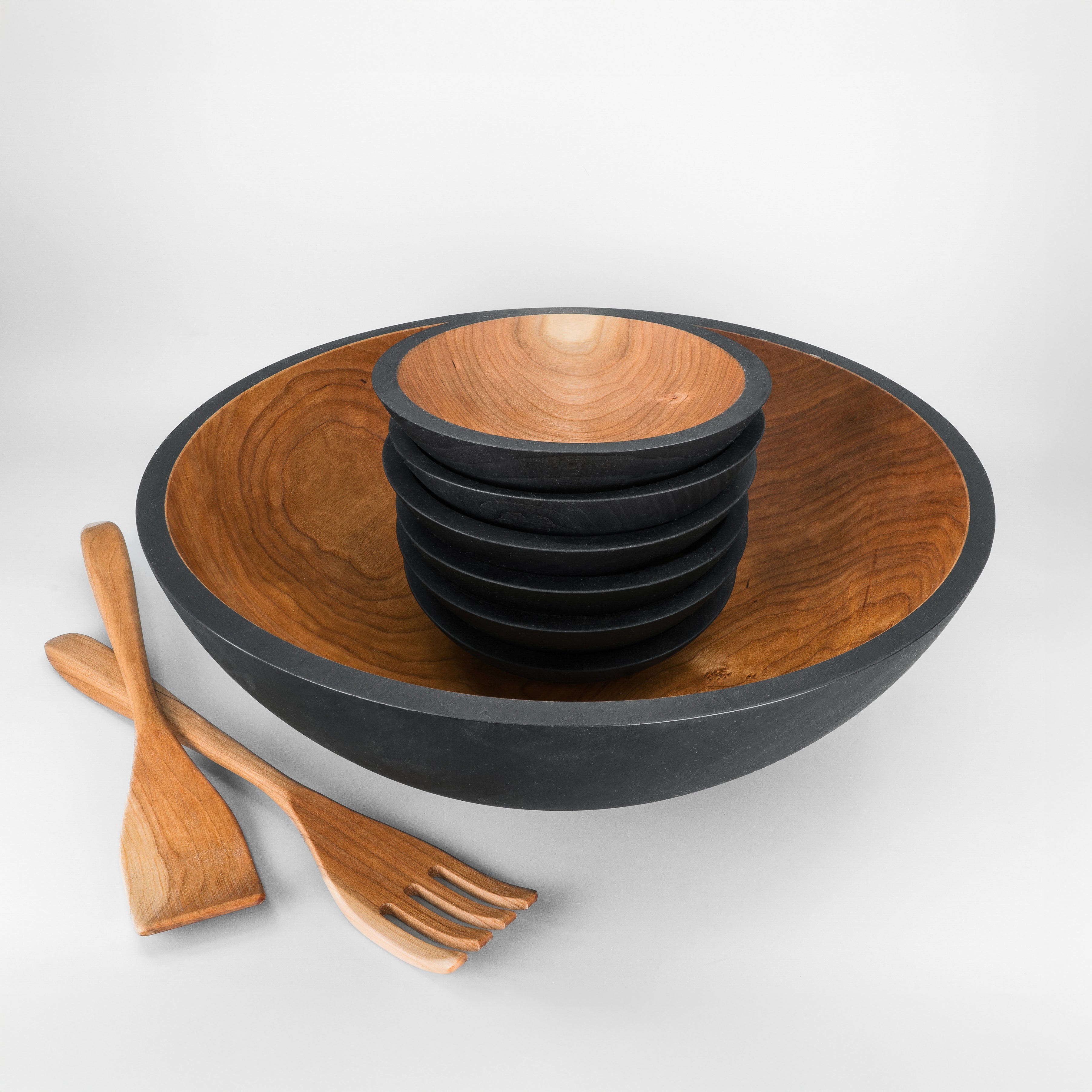 17" Wooden Salad Serving Bowl Set