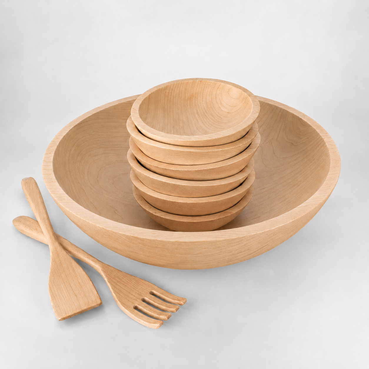 17" Wooden Salad Serving Bowl Set