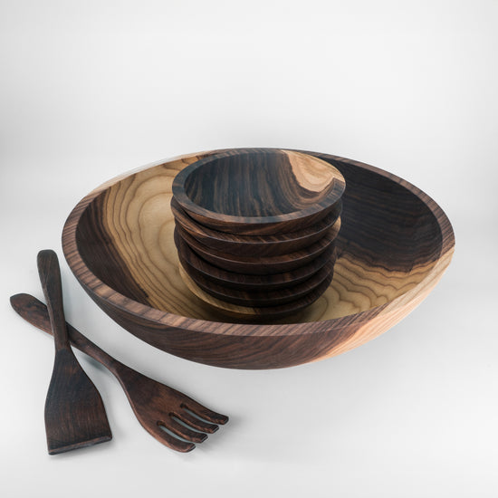 17" Wooden Salad Serving Bowl Set