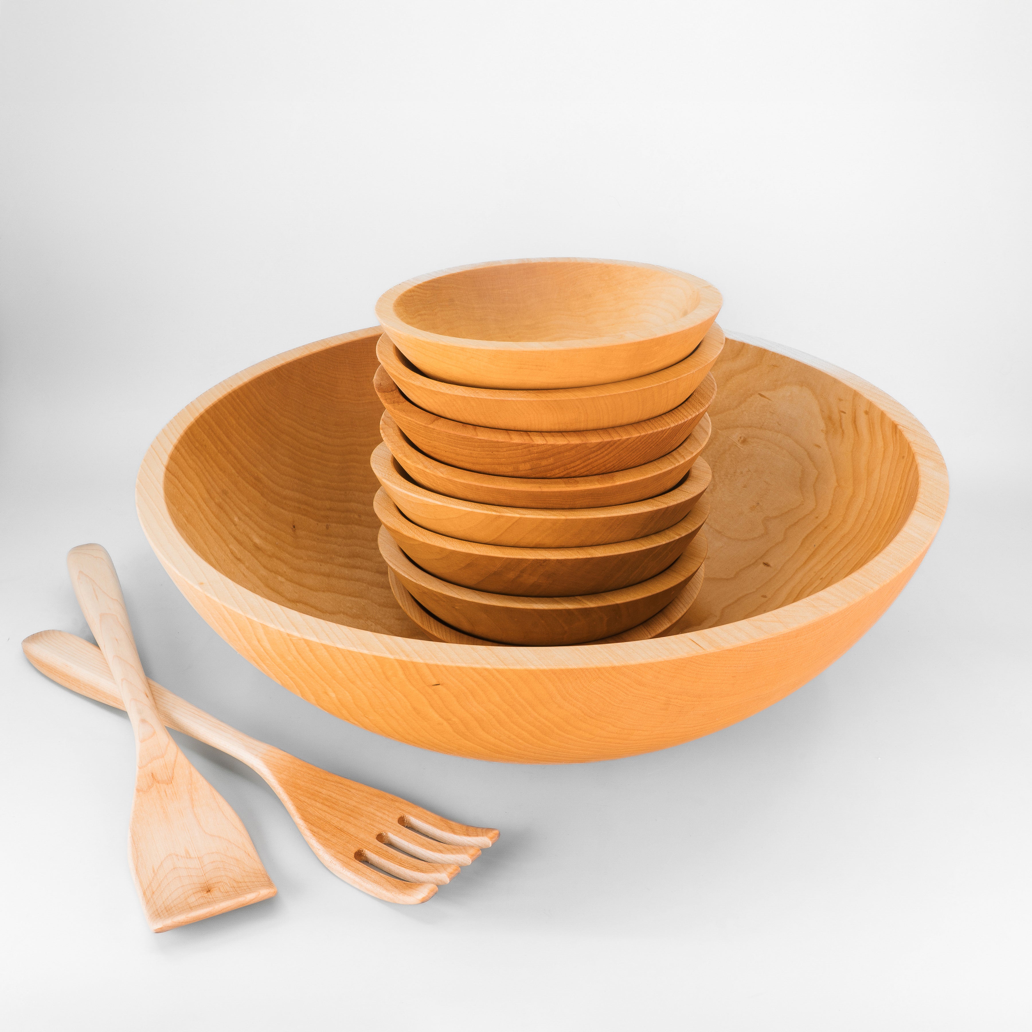 17" Wooden Salad Serving Bowl Set