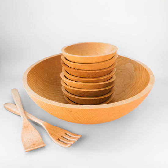 17" Wooden Salad Serving Bowl Set