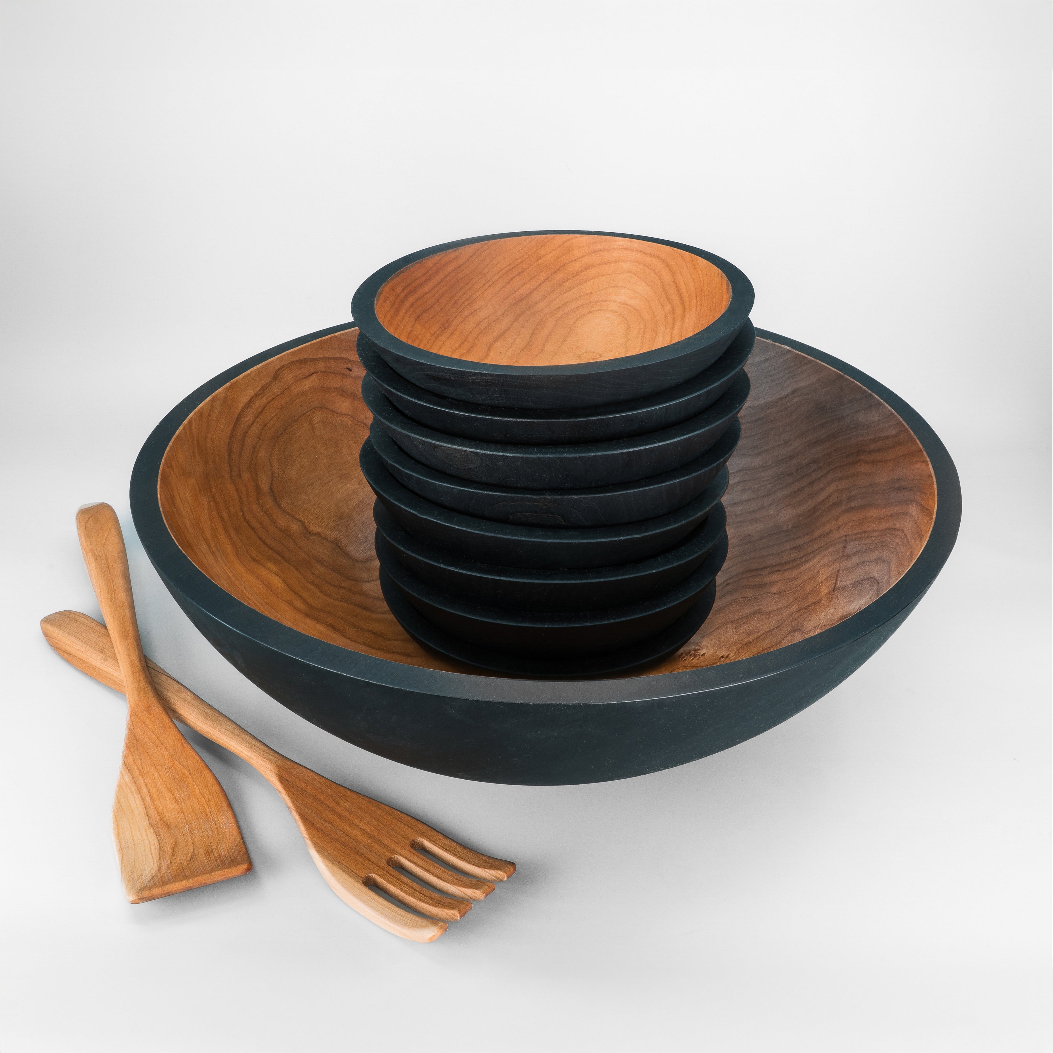 17" Wooden Salad Serving Bowl Set