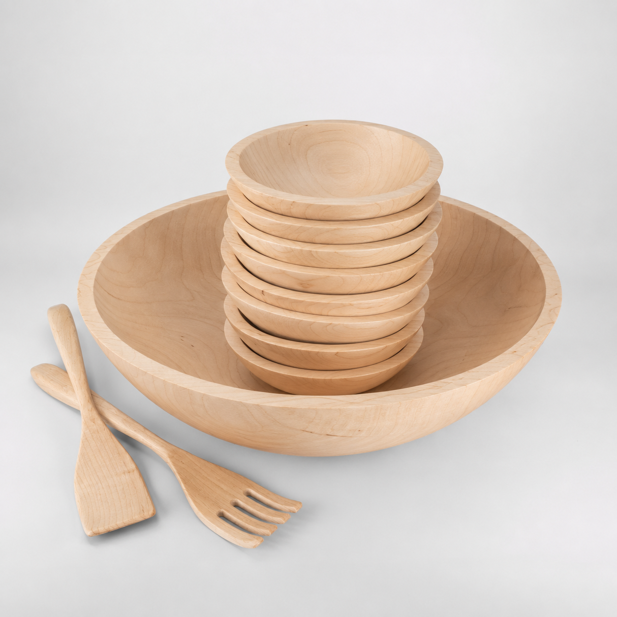17" Wooden Salad Serving Bowl Set