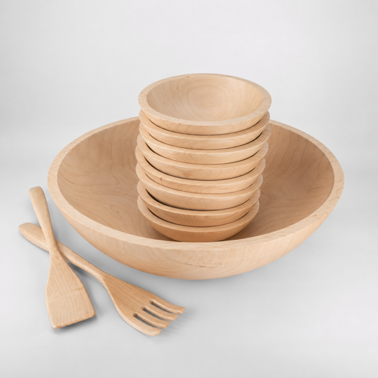 17" Wooden Salad Serving Bowl Set