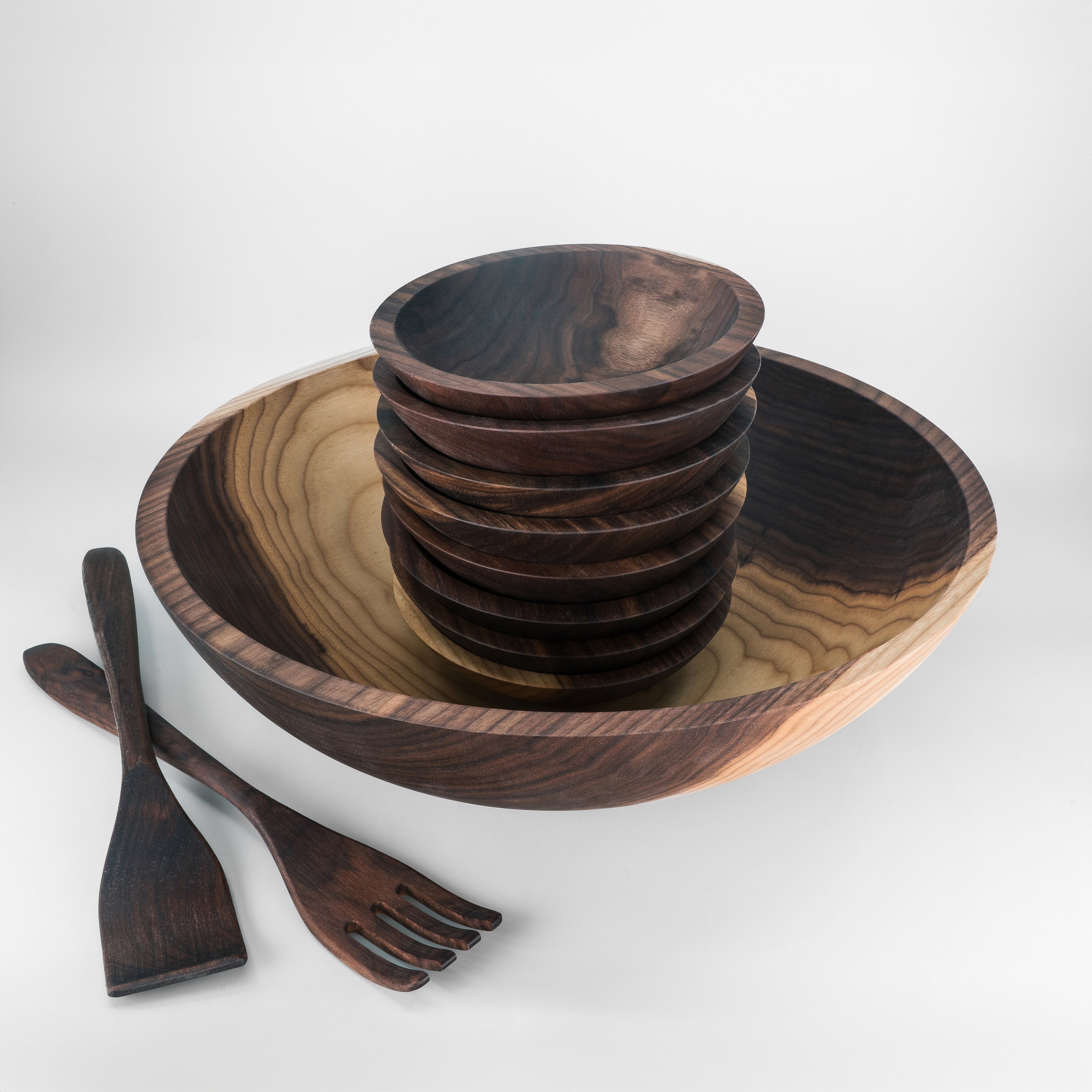 17" Wooden Salad Serving Bowl Set