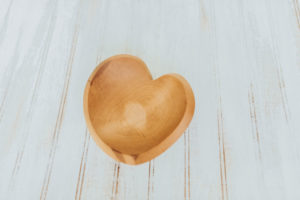 Beech teardrop heart bowls
