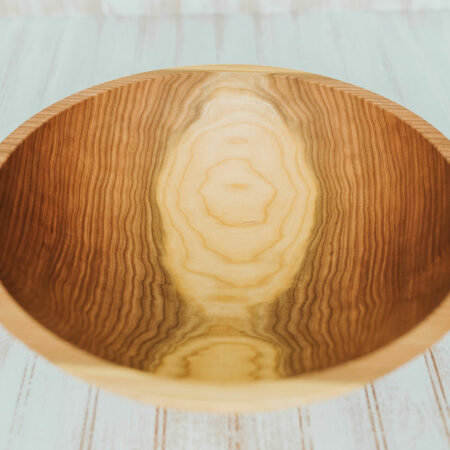 One of Holland Bowl Mill's 15-inch large Cherry wood bowls. Serves 4 to 8 people.