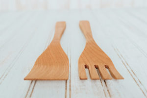 Cherry Utensil set, 14-inch salad utensil set made from Cherry wood.