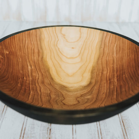 15-inch large cherry wood serving bowl, ebonized