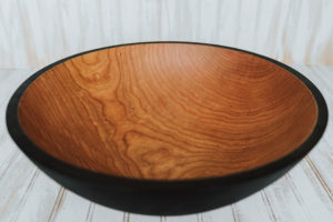 17-inch large cherry serving bowl, ebonized