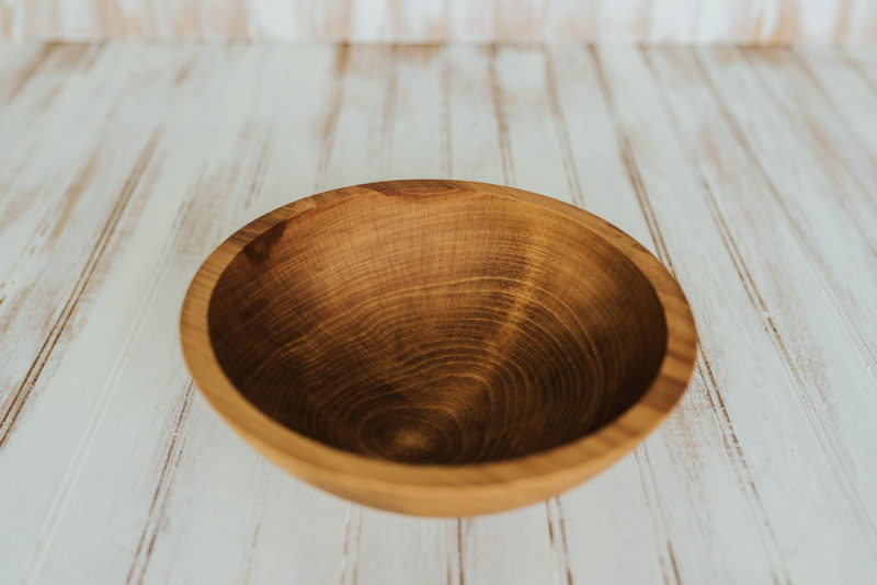 10 inch beech bowl with light walnut finish