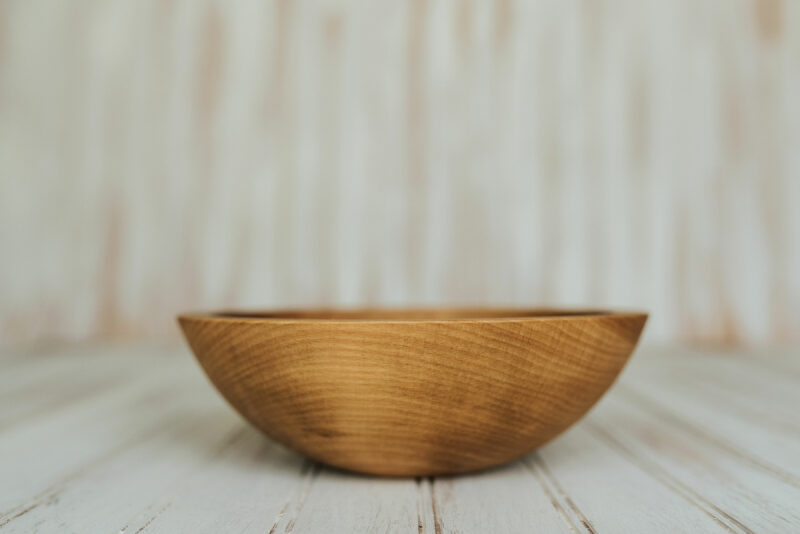 8-inch Beech Side Salad Serving Bowls with a Light Walnut Finish