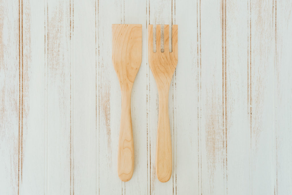 12 inch Maple Caesar Salad Utensil Set | Holland Bowl Mill | Famous Wooden Bowls