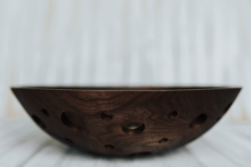 15-inch Walnut Fruit Bowl with dark finish