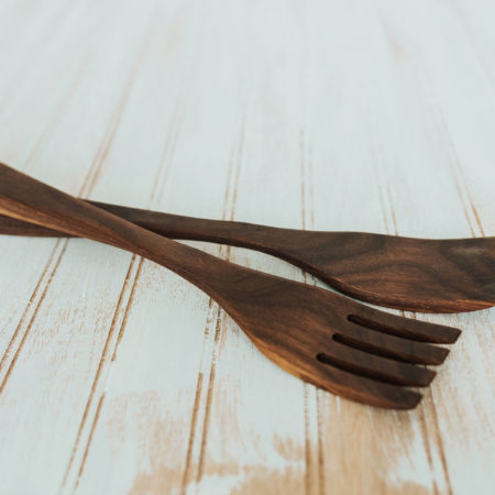 14-inch Large Walnut Utensil Set with Natural Finish