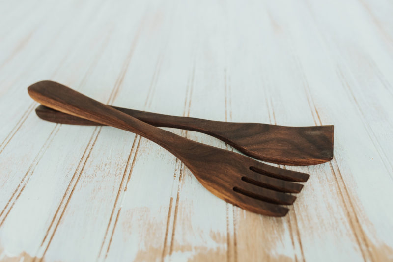 14-inch Large Walnut Utensil Set with Natural Finish