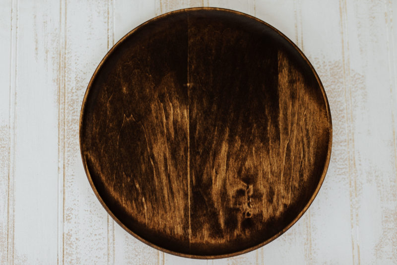 10" wooden dinner plate scoop style dark walnut