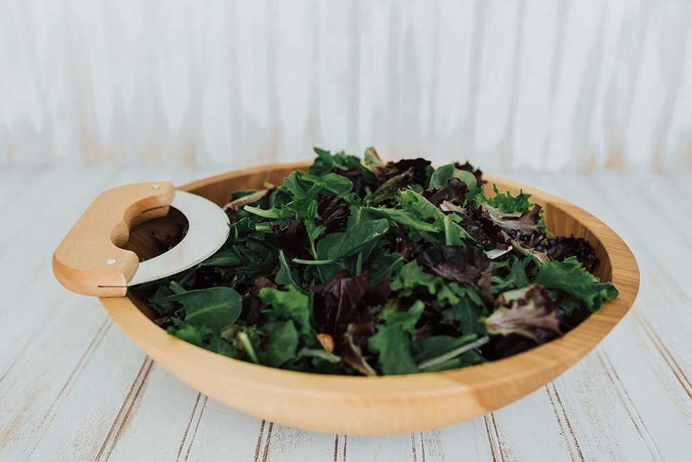 Wooden Salad Chopping Bowl with Mezzaluna, 12