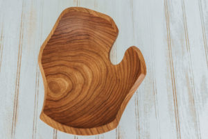 Michigan shaped bowl made from Cherry wood.