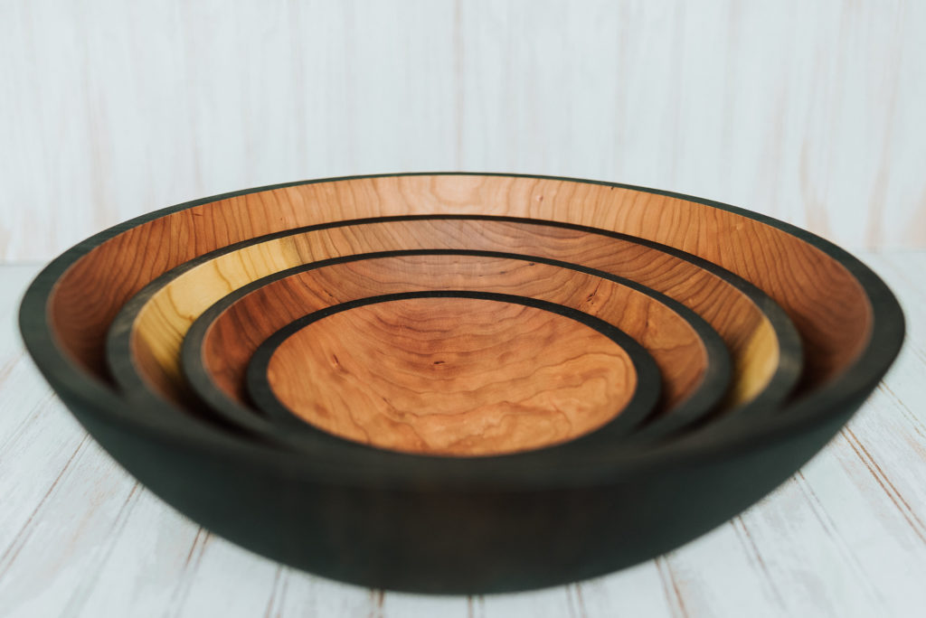 Ebonized bowls from the Holland Bowl Mill. Bowls make great corporate gift ideas for loyal employees.